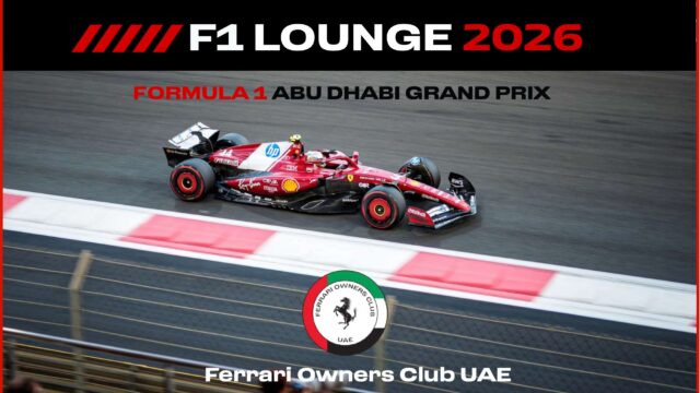 We’re excited to announce the launch of ticket sales for the Ferrari Owners Club Lounge at the Abu Dhabi F1 Grand Prix, taking place at Yas Marina Circuit from 4th–6th December 2026, courtesy of our friends at FOCUAE.

As per previous years, the club has secured the best on-track private lounge at this world-renowned event.

Club Members can learn more when logged in at ferrariownersclub.co.uk
